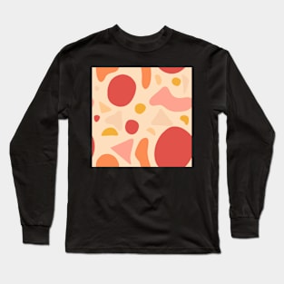 Coral pink doodle pattern Long Sleeve T-Shirt